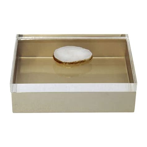 7x5 stainless steel box|Metal, 7x5 Box W/ Acrylic Lid Agate Knob, Multi.